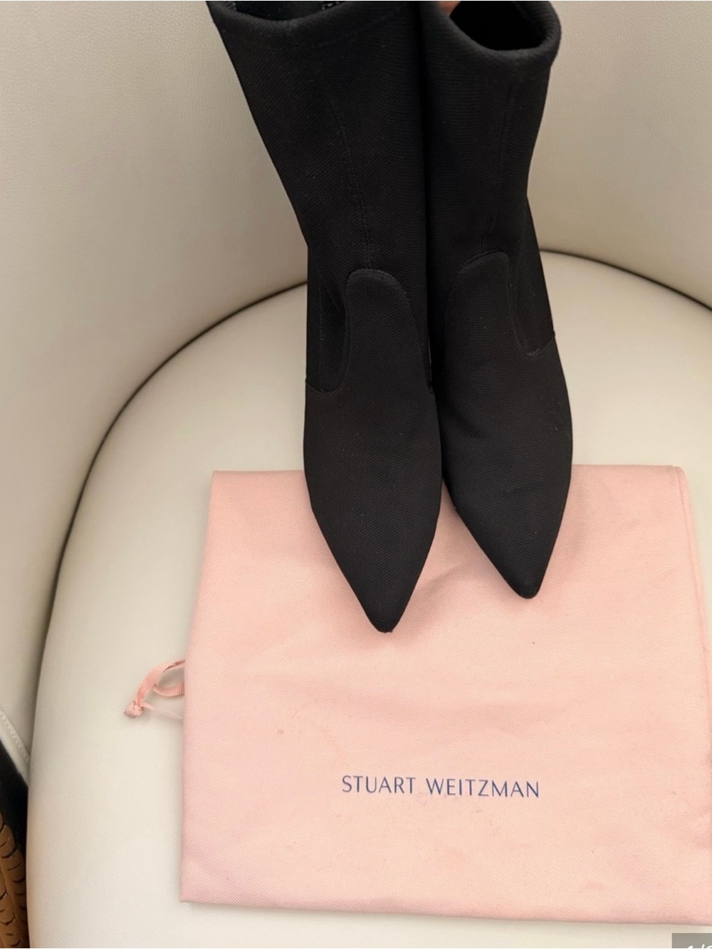 Stuart Weitzman Black Pointed Sock Booties